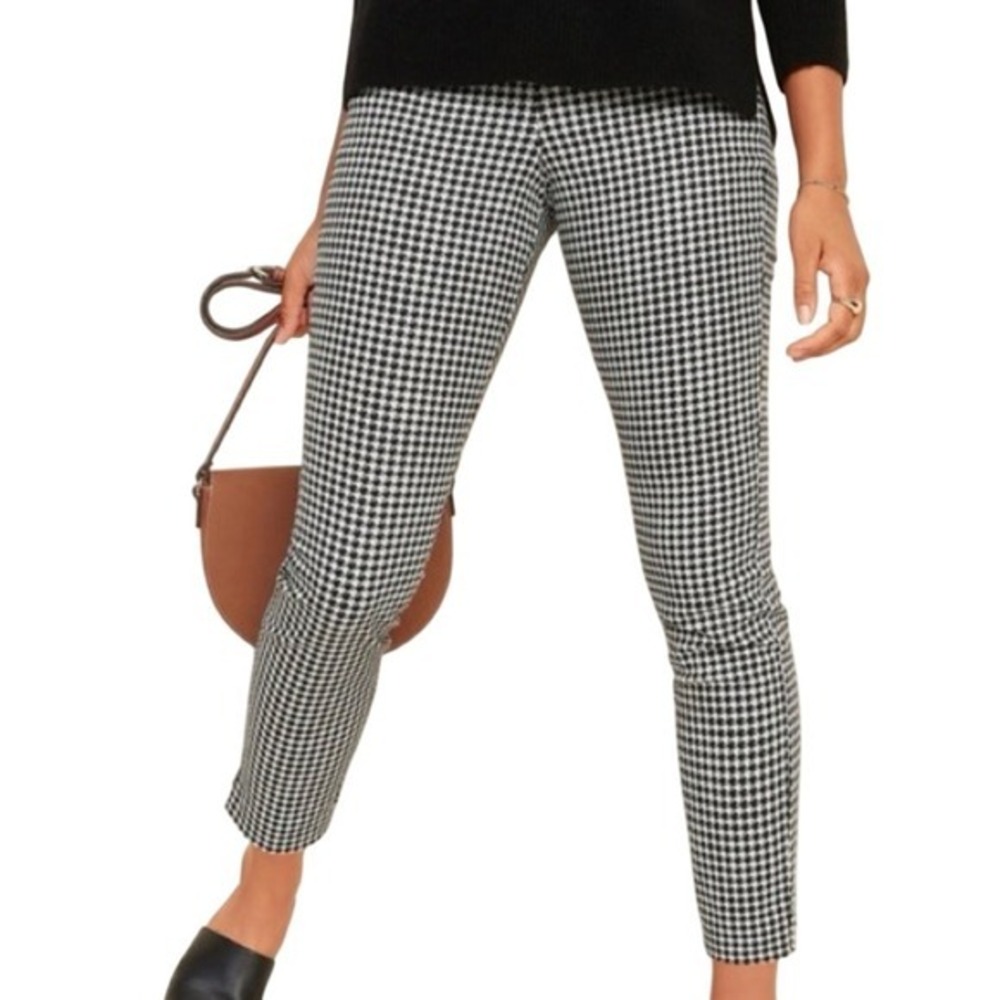 OLD NAVY‎ WOMENS Wow Pant Houndstooth Black White Monochrome Size 10 Side Zip